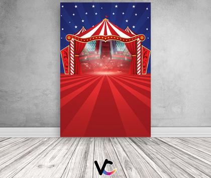 Imagem de Painel De Festa Vertical 1,50 x 2,20 - Circo Clássico Vermelho com Azul 053