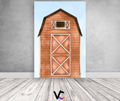 Imagem de Painel De Festa Vertical 1,50 x 2,20 - Fazendinha Celeiro Marrom 060