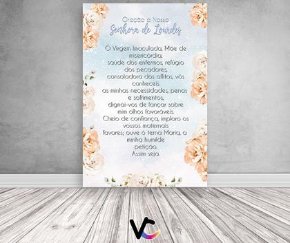 Imagem de Painel De Festa Vertical 1,50 x 2,20 - Nossa Senhora de Lourdes Branco Floral 032