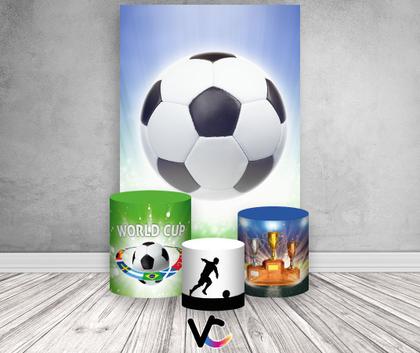 Imagem de Painel De Festa Vertical 1,50 x 2,20 + Trio De Capas Cilindro - Futebol Copa Do Mundo Bola 001