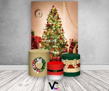 Imagem de Painel De Festa Vertical 1,50 x 2,20 + Trio De Capas Cilindro - Sala de Estar Árvore de Natal 014