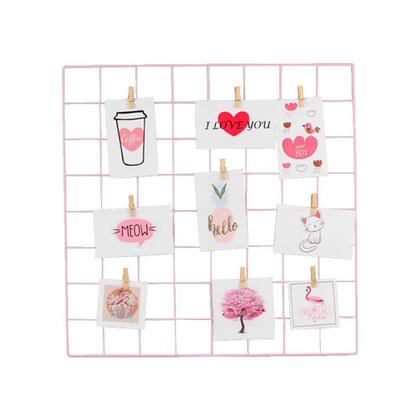 Imagem de Painel de Fotos Memory Board Grade Metal Rosa 48x48
