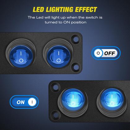 Imagem de Painel de interruptores Nilight 3 Gang 12V impermeável com luz LED azul