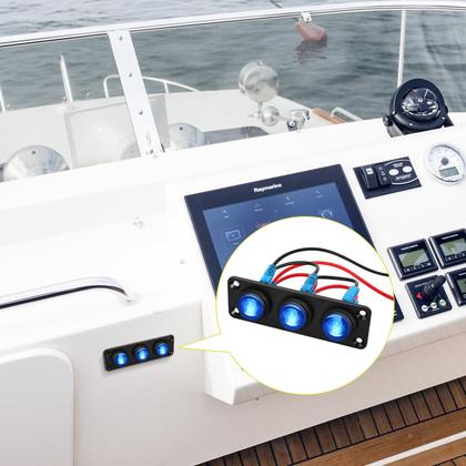 Imagem de Painel de interruptores Nilight 3 Gang 12V impermeável com luz LED azul