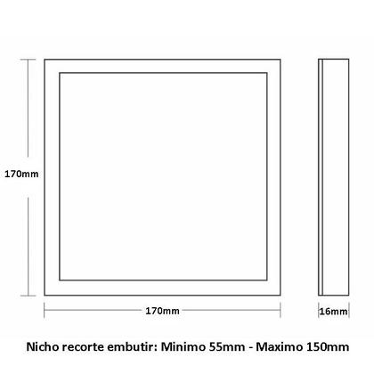 Imagem de Painel de Led Frameless Quadrado Embutir/Sobrepor 24W Bivolt Taschibra