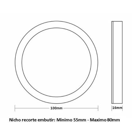 Imagem de Painel de Led Frameless Redondo Embutir/Sobrepor 12W Bivolt Taschibra
