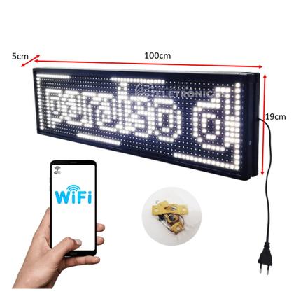 Imagem de Painel De LED Letreiro Interno Wi-fi Digital 68x20 Luz Cor Branco Brilhante DY8356