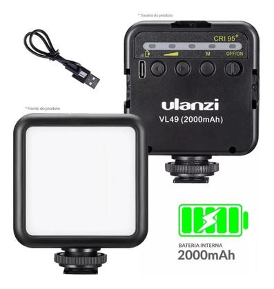 Imagem de Painel de luz led Ulanzi Vl49 cor branca fria com estrutura classic black