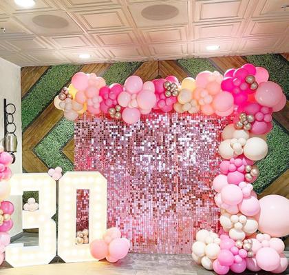 Imagem de Painel de parede Shimmer LuoluoHouse Pink Sequin 18 painéis 36x36cm