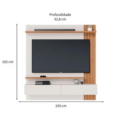 Imagem de Painel de TV até 65 Polegadas Juriti Off White e Freijó