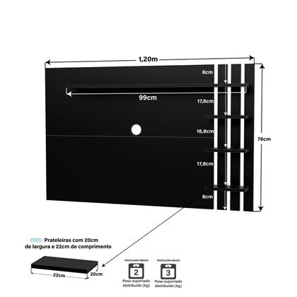 Imagem de Painel de TV Ripado Até 32 Polegadas Com Prateleiras NetMobil