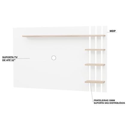 Imagem de Painel de TV Ripado Até 32 Polegadas Com Prateleiras NetMobil