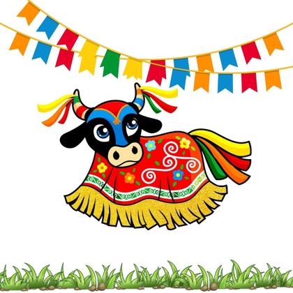 Imagem de Painel Decorativo Junino Bumba Meu Boi EVA - 35cm x 52cm