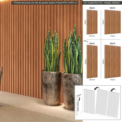 Imagem de Painel Decorativo Ripado MDF em Barra 89,5x250cm (2,24m²) PA74 Pradel Móveis