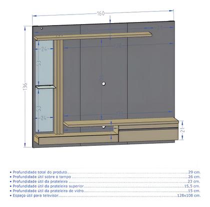 Imagem de Painel Denver Carrara Cinamomo TV 55 2075764 Bechara