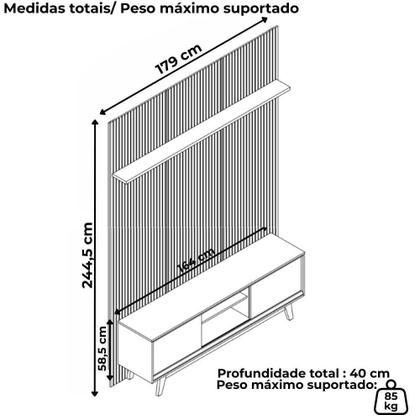 Imagem de Painel E Bancada Tv 65 Polegadas Cm Milo Madetec Cumaru