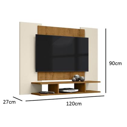 Imagem de Painel EJ Para Até 48 Polegadas Com Prateleira Off White/Freijó