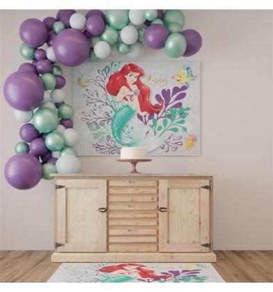 Imagem de Painel Festa Infantil em TNT A Pequena Sereia Ariel para Aniversário