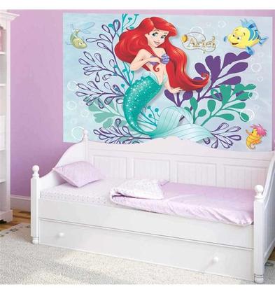 Imagem de Painel Festa Infantil em TNT A Pequena Sereia Ariel para Aniversário