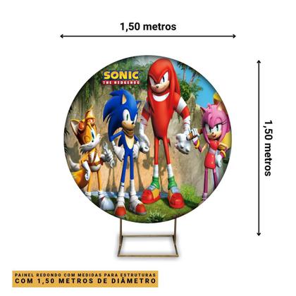Imagem de Painel Festa Sonic Grande Redondo Decoração Aniversário pra Menino 1,50 Metros