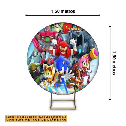 Imagem de Painel Festa Sonic Grande Redondo Decoração Aniversário pra Menino 1,50 Metros