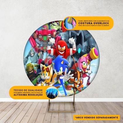 Imagem de Painel Festa Sonic Grande Redondo Decoração Aniversário pra Menino 1,50 Metros