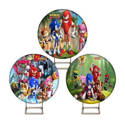 Imagem de Painel Festa Sonic Grande Redondo Decoração Aniversário pra Menino 1,50 Metros