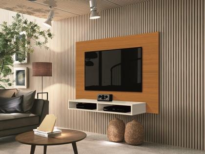 Imagem de Painel FX 1.20m Para TV Até 43'' Polegadas Cor Cedro / Off White