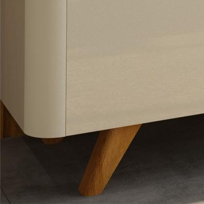 Imagem de Painel Gelius Nobre e Rack nobre com LED para TV de ate 85 polegadas pês de madeira Naturale OFF White