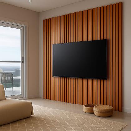 Imagem de Painel Grande Sala Quarto Até 75 Polegadas Ripado Em MDF