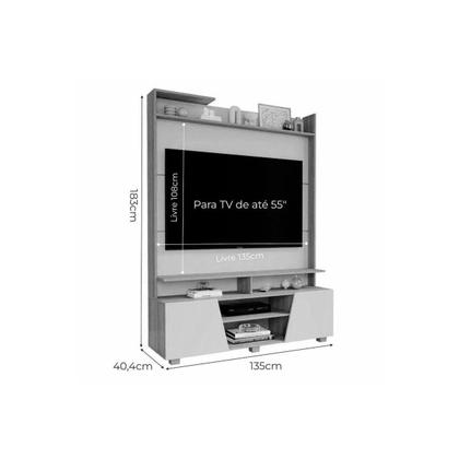 Imagem de Painel Home p/ TV até 55 Pol Master c/ 2 Prateleiras e Pés 135x183cm Off White/Nature - Permóbili