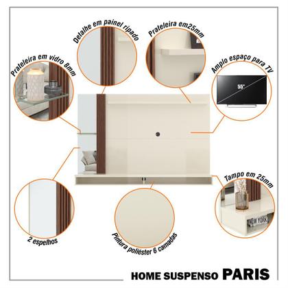 Imagem de Painel home paris para tv até 55 polegadas / off white/ripado