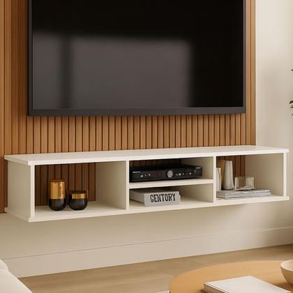 Imagem de Painel Home Ripado 3d Suspenso Grande Tv Até 50 Polegadas Off White
