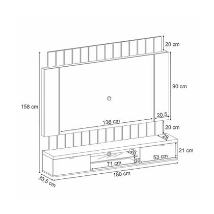 Imagem de Painel Home Suspenso 1.8 para TV até 55 Polegadas MDP/MDF com Fita LED Illusion Preto/Castanho G26 - HB Móveis