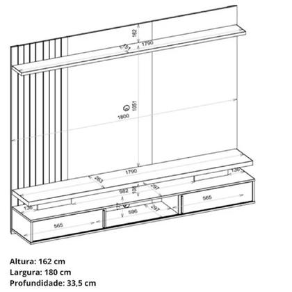 Imagem de Painel Home Suspenso Leon Para Tv Até 65 Polegadas Off White Freijó - Móveis Leartam