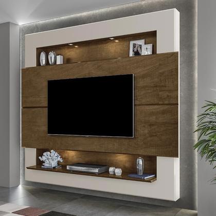 Imagem de Painel Home Suspenso Riviera para TV até 75” Malbec/Off White - Móveis Luapa