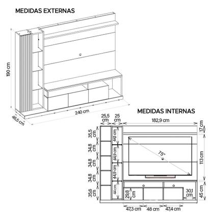 Imagem de Painel Home Theater Para TV 75 Polegadas Splendido Caemmun