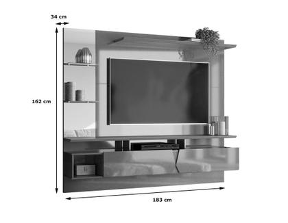 Imagem de Painel Intense p/ Tvs Até 55''  c/ Gaveteiros e Prateleiras Suporte para Itens - Freijo Ripado/Off White Perolizado