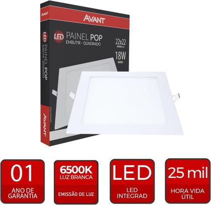 Imagem de Painel Led Embutir Quadrado 12w 17x17cm 6500k Biv Avant