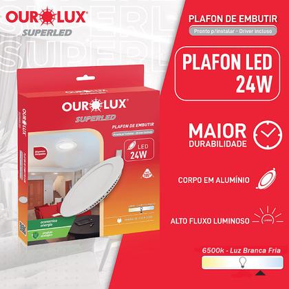 Imagem de Painel Led Embutir Redondo 30Cm 24W Bivolt Branco Frio