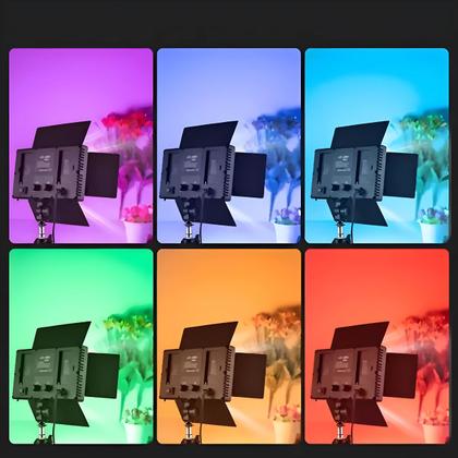 Imagem de Painel LED Iluminador RGB Bicolor Pro LED 600 RGB com Tripé Iluminação para Estúdio 1,90m - S60