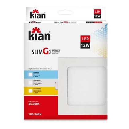 Imagem de Painel Led Kian Quadrado Embutir Branco 12W Bivolt