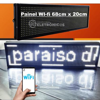 Imagem de Painel LED Letreiro Interno Wi-fi Digital 68x20 Luz Cor Branco DY8356