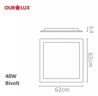 Imagem de Painel Led Modular Embutir 62X62 40W Bivolt 4000K Branco Neutro 03171 Ourolux