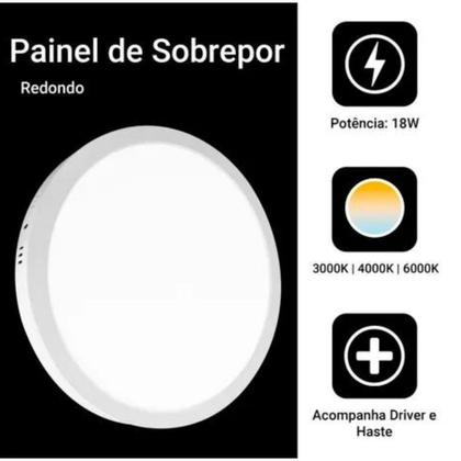 Imagem de Painel Led Plafon Sobrepor 18w Redondo 21cm 6500k Bivolt