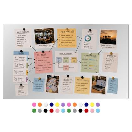 Imagem de Painel Magnético De Metal Para Decoração, Fotos, Notas, Recados e Souvenirs Com 36 Imãs 50x80cm