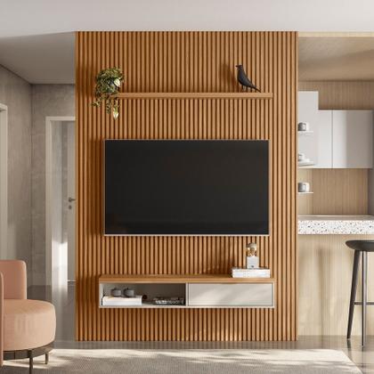 Imagem de Painel Modular Ripado 1,80m com Nicho e Prateleira Linea Brasil