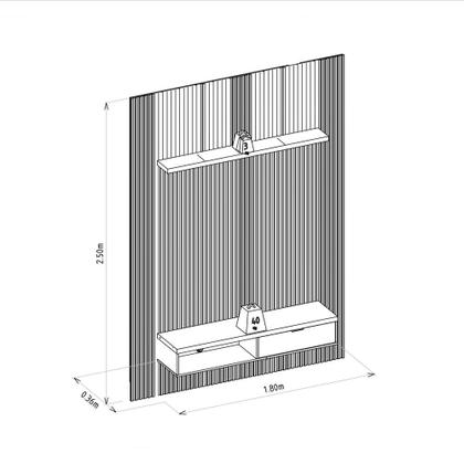 Imagem de Painel Modular Ripado 1,80m com Nicho e Prateleira Linea Brasil