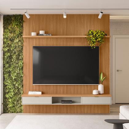 Imagem de Painel Modular Ripado 2,20m com Nicho e Prateleira Linea Brasil