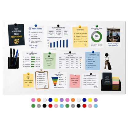 Imagem de Painel Mural Magnético Para Rotina Diária Organização Fotos Estudos Trabalho Com 36 Imãs 40x60